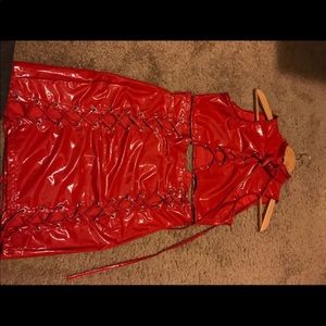 2 piece red dress